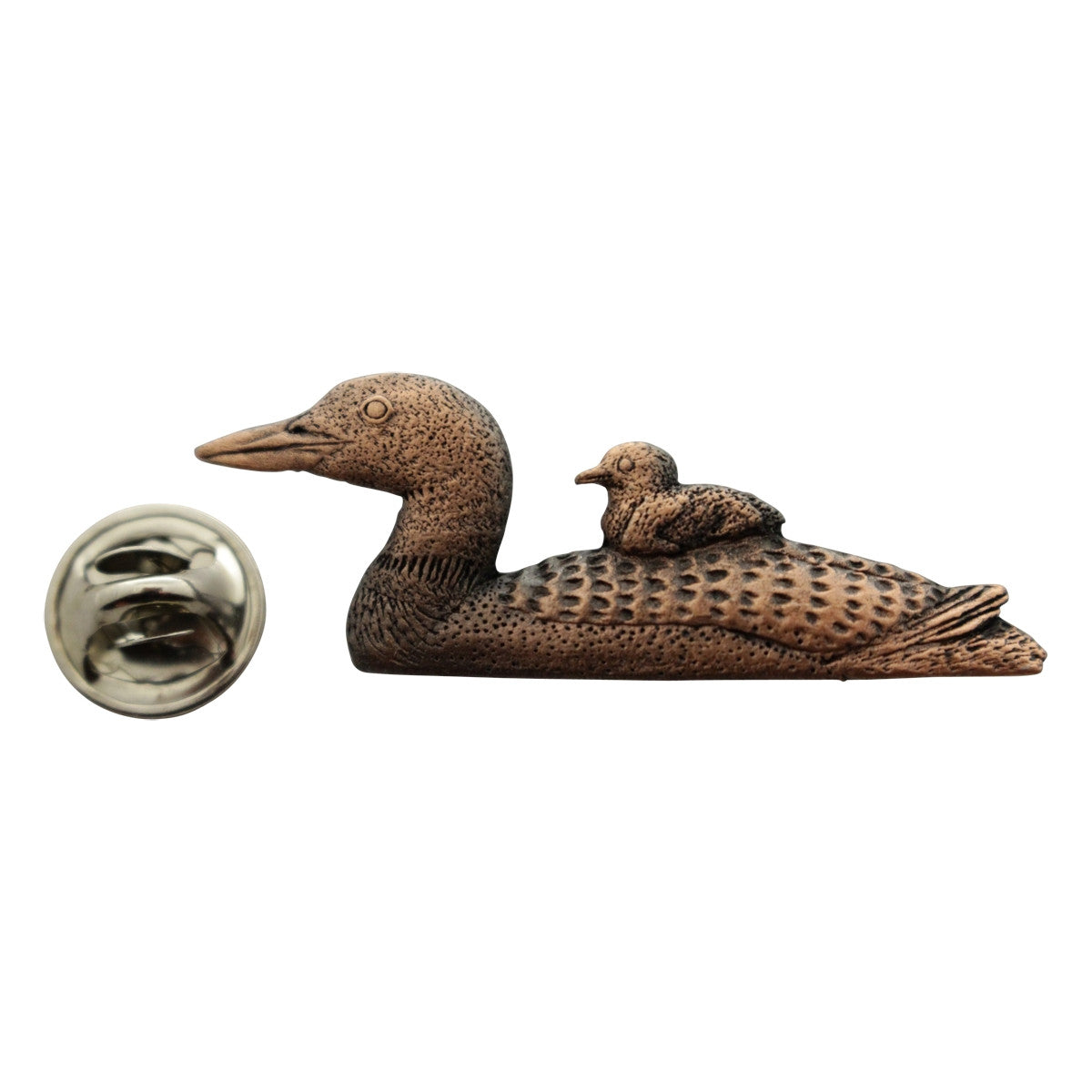 Loon With Baby Pin ~ Antiqued Copper ~ Lapel Pin ~ Sarah's Treats & Treasures